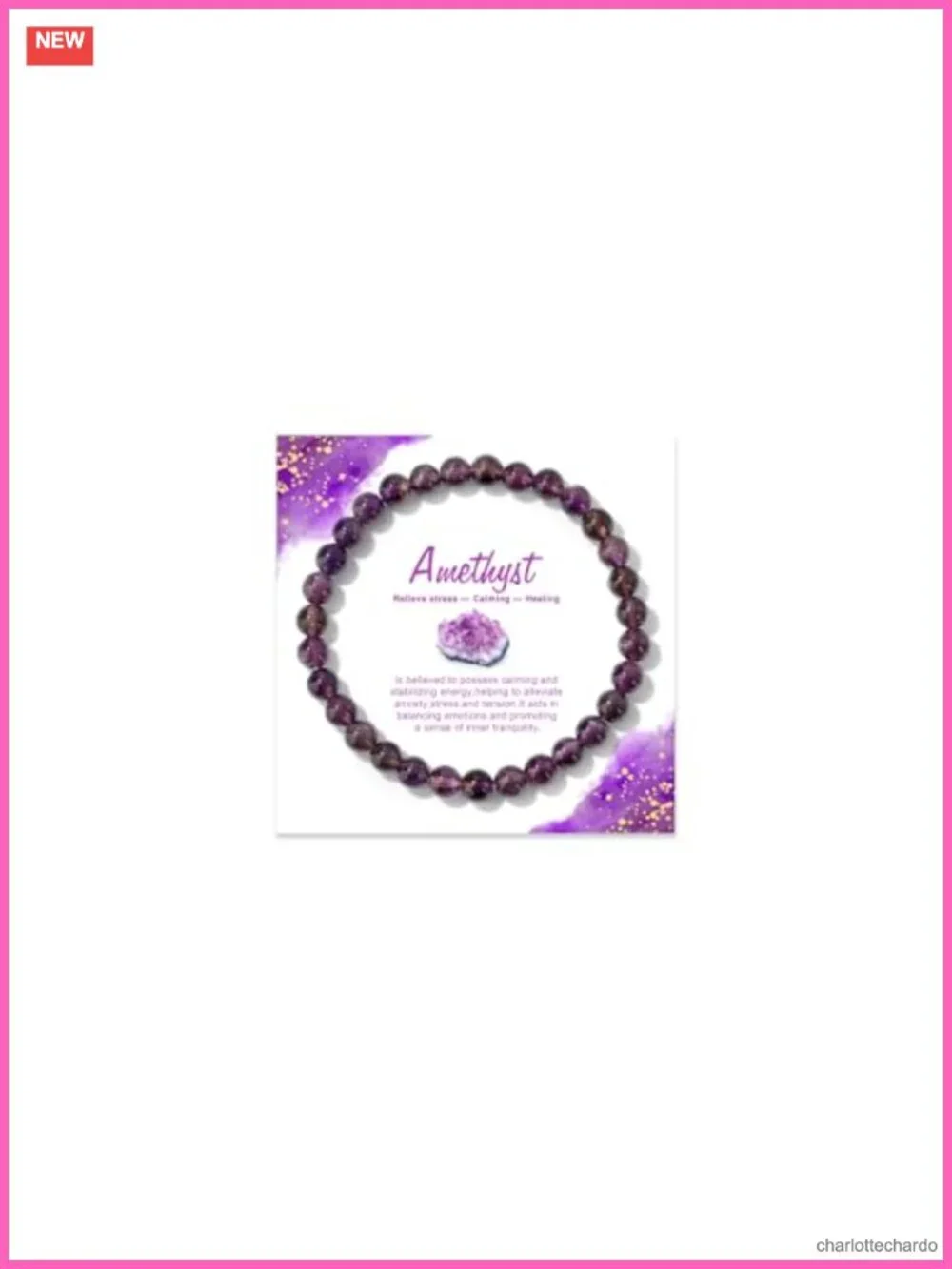 Amethyst Crystal Beaded Stretch Bracelet for Women Healing Gift